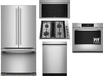 5 Piece Package Includes Refrigerator, Cooktop, Wall Oven, Microwave And Dishwasher