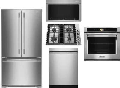 5 Piece Package Includes Refrigerator, Cooktop, Wall Oven, Microwave And Dishwasher