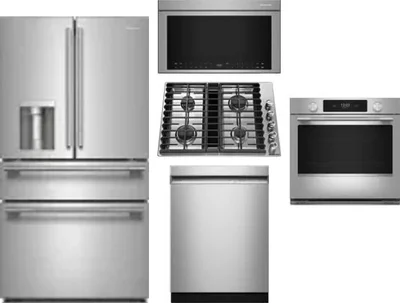 5 Piece Package Includes Refrigerator, Cooktop, Wall Oven, Microwave And Dishwasher