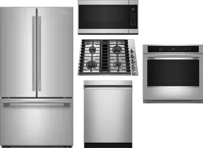 5 Piece Package Includes Refrigerator, Cooktop, Wall Oven, Microwave And Dishwasher