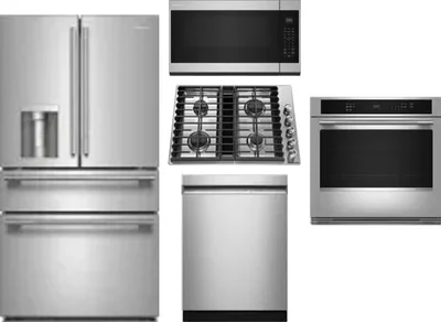 5 Piece Package Includes Refrigerator, Cooktop, Wall Oven, Microwave And Dishwasher