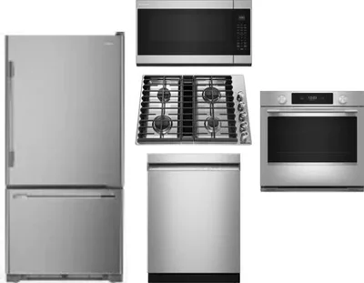 5 Piece Package Includes Refrigerator, Cooktop, Wall Oven, Microwave And Dishwasher