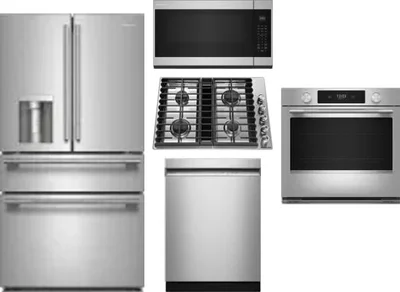5 Piece Package Includes Refrigerator, Cooktop, Wall Oven, Microwave And Dishwasher