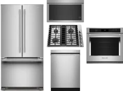 5 Piece Package Includes Refrigerator, Cooktop, Wall Oven, Microwave And Dishwasher