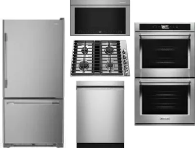 5 Piece Package Includes Refrigerator, Cooktop, Wall Oven, Microwave And Dishwasher