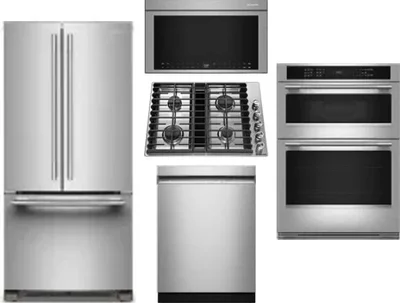 5 Piece Package Includes Refrigerator, Cooktop, Wall Oven, Microwave And Dishwasher