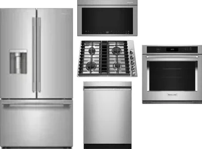 5 Piece Package Includes Refrigerator, Cooktop, Wall Oven, Microwave And Dishwasher