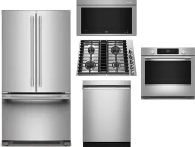 5 Piece Package Includes Refrigerator, Cooktop, Wall Oven, Microwave And Dishwasher