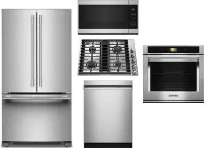 5 Piece Package Includes Refrigerator, Cooktop, Wall Oven, Microwave And Dishwasher