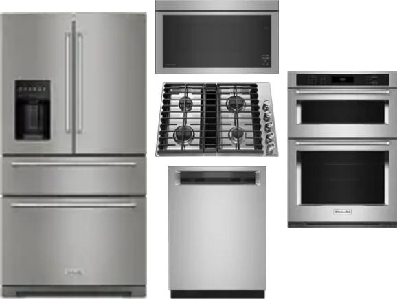 5 Piece Package Includes Refrigerator, Cooktop, Wall Oven, Microwave And Dishwasher