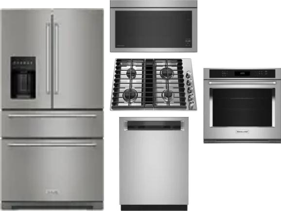 5 Piece Package Includes Refrigerator, Cooktop, Wall Oven, Microwave And Dishwasher