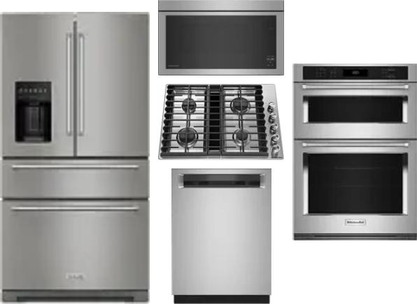 5 Piece Package Includes Refrigerator, Cooktop, Wall Oven, Microwave And Dishwasher