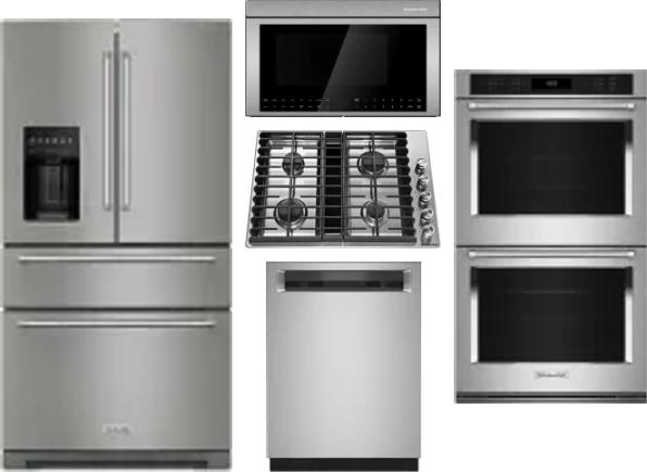 5 Piece Package Includes Refrigerator, Cooktop, Wall Oven, Microwave And Dishwasher
