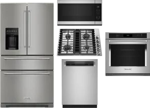 5 Piece Package Includes Refrigerator, Cooktop, Wall Oven, Microwave And Dishwasher