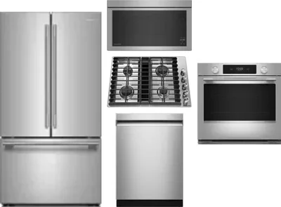5 Piece Package Includes Refrigerator, Cooktop, Wall Oven, Microwave And Dishwasher