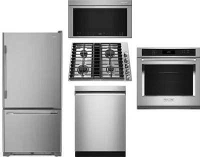 5 Piece Package Includes Refrigerator, Cooktop, Wall Oven, Microwave And Dishwasher