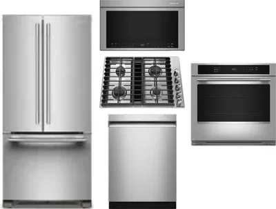 5 Piece Package Includes Refrigerator, Cooktop, Wall Oven, Microwave And Dishwasher