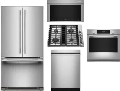 5 Piece Package Includes Refrigerator, Cooktop, Wall Oven, Microwave And Dishwasher