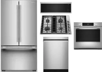 5 Piece Package Includes Refrigerator, Cooktop, Wall Oven, Microwave And Dishwasher