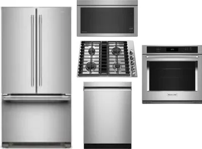 5 Piece Package Includes Refrigerator, Cooktop, Wall Oven, Microwave And Dishwasher