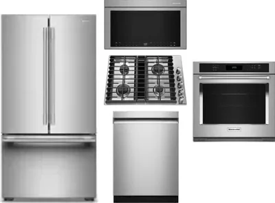 5 Piece Package Includes Refrigerator, Cooktop, Wall Oven, Microwave And Dishwasher