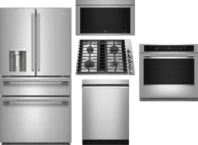5 Piece Package Includes Refrigerator, Cooktop, Wall Oven, Microwave And Dishwasher