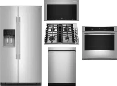 5 Piece Package Includes Refrigerator, Cooktop, Wall Oven, Microwave And Dishwasher