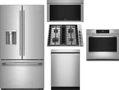 5 Piece Package Includes Refrigerator, Cooktop, Wall Oven, Microwave And Dishwasher