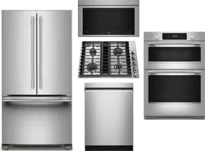 5 Piece Package Includes Refrigerator, Cooktop, Wall Oven, Microwave And Dishwasher