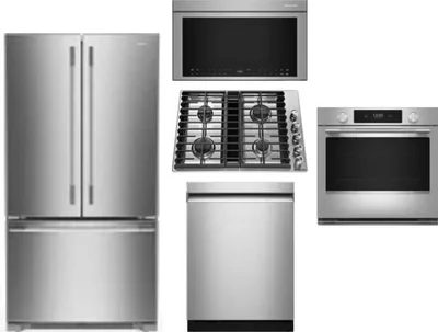 5 Piece Package Includes Refrigerator, Cooktop, Wall Oven, Microwave And Dishwasher