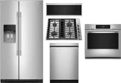 5 Piece Package Includes Refrigerator, Cooktop, Wall Oven, Microwave And Dishwasher