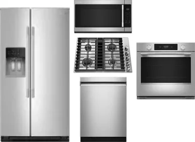 5 Piece Package Includes Refrigerator, Cooktop, Wall Oven, Microwave And Dishwasher