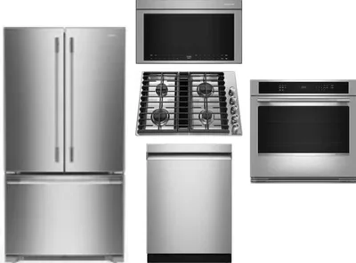 5 Piece Package Includes Refrigerator, Cooktop, Wall Oven, Microwave And Dishwasher