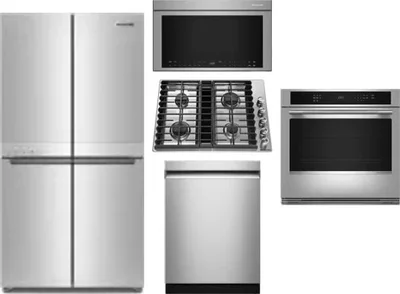 5 Piece Package Includes Refrigerator, Cooktop, Wall Oven, Microwave And Dishwasher