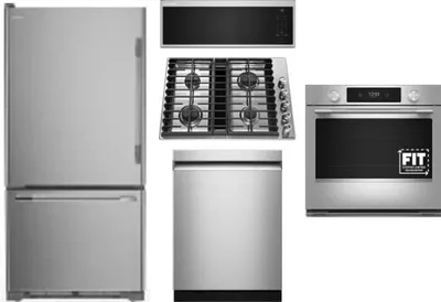 5 Piece Package Includes Refrigerator, Cooktop, Wall Oven, Microwave And Dishwasher