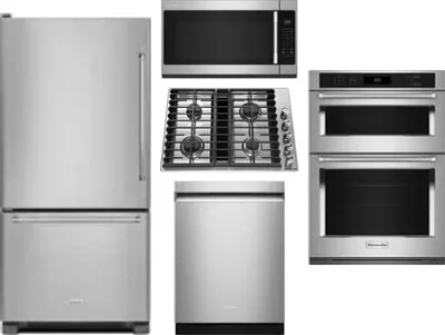 5 Piece Package Includes Refrigerator, Cooktop, Wall Oven, Microwave And Dishwasher