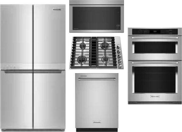5 Piece Package Includes Refrigerator, Cooktop, Wall Oven, Microwave And Dishwasher