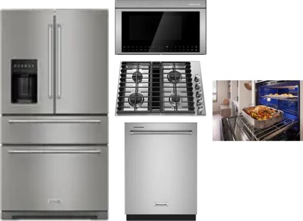 5 Piece Package Includes Refrigerator, Cooktop, Wall Oven, Microwave And Dishwasher