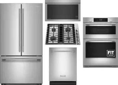 5 Piece Package Includes Refrigerator, Cooktop, Wall Oven, Microwave And Dishwasher