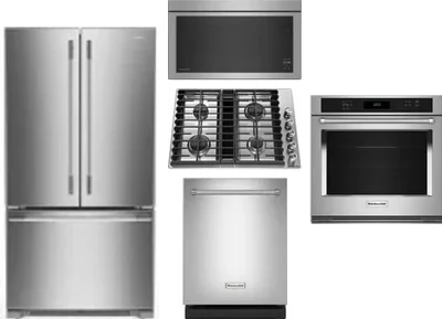 5 Piece Package Includes Refrigerator, Cooktop, Wall Oven, Microwave And Dishwasher