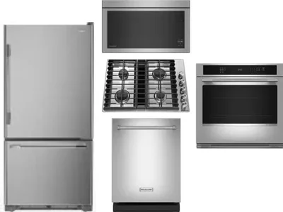 5 Piece Package Includes Refrigerator, Cooktop, Wall Oven, Microwave And Dishwasher