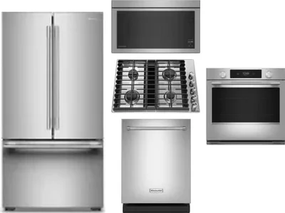 5 Piece Package Includes Refrigerator, Cooktop, Wall Oven, Microwave And Dishwasher