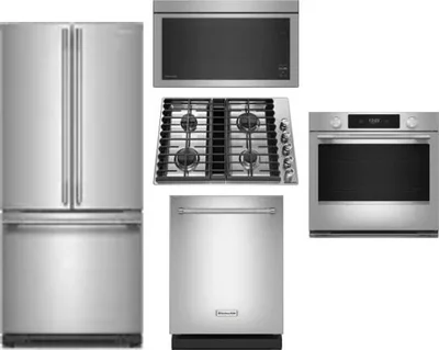 5 Piece Package Includes Refrigerator, Cooktop, Wall Oven, Microwave And Dishwasher