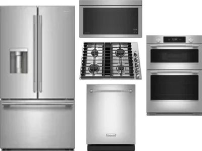 5 Piece Package Includes Refrigerator, Cooktop, Wall Oven, Microwave And Dishwasher