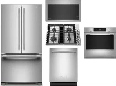 5 Piece Package Includes Refrigerator, Cooktop, Wall Oven, Microwave And Dishwasher