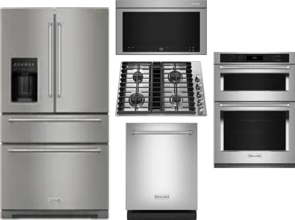 5 Piece Package Includes Refrigerator, Cooktop, Wall Oven, Microwave And Dishwasher