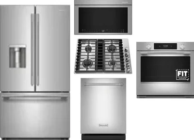 5 Piece Package Includes Refrigerator, Cooktop, Wall Oven, Microwave And Dishwasher