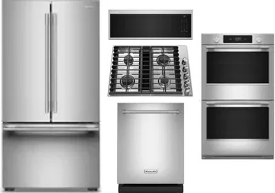 5 Piece Package Includes Refrigerator, Cooktop, Wall Oven, Microwave And Dishwasher