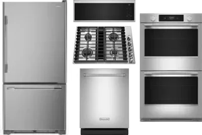 5 Piece Package Includes Refrigerator, Cooktop, Wall Oven, Microwave And Dishwasher