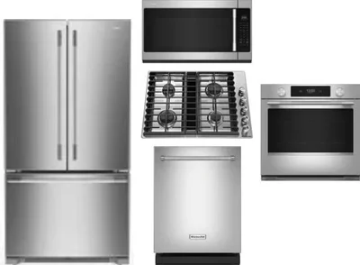 5 Piece Package Includes Refrigerator, Cooktop, Wall Oven, Microwave And Dishwasher